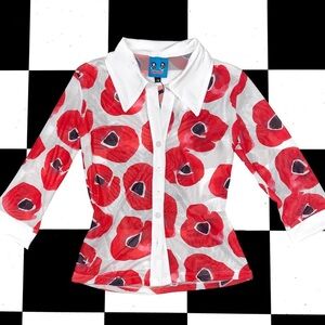 Omighty painted flowers sheer shirt
